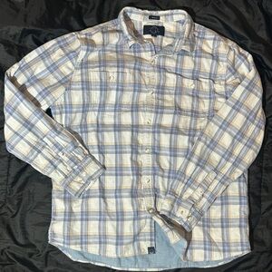 Even Tide Double Layer Plaid Button Down Shirt XL | Lined Cotton Workwear Style